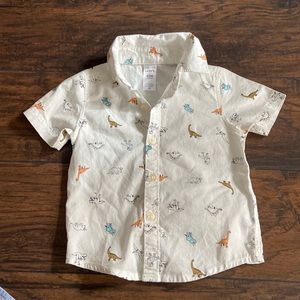 Short sleeve button down dinosaur shirt
